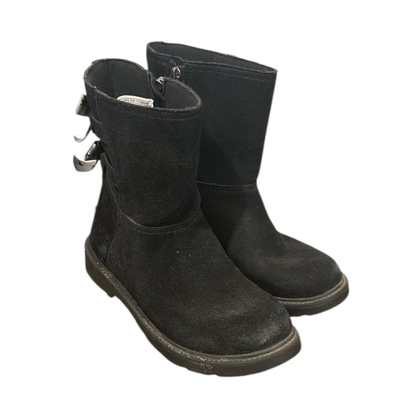 Ugg black girls Tilee boot with silver bows size 3 - Picture 1 of 9